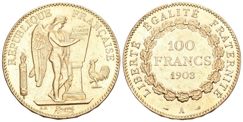 FRANKREICH. Königreich und Republik. 3. Republik, 1871-1940. 100 Francs 1903 A, ...