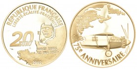 FRANKREICH 5. Republik seit 1958. 20 Euro 2002. 75-Jahrfeier der Atlantiküberquerung durch Charles Lindbergh. 15,64 g Feingold. Fb. 754, Gadoury 2005,...