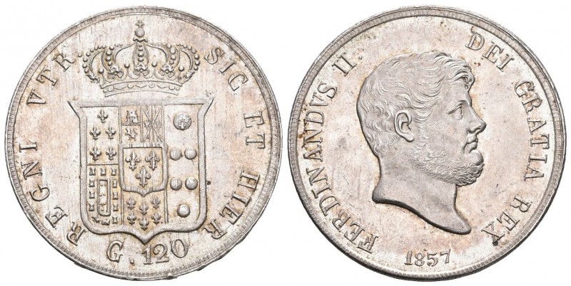 Italien-Neapel Ferdinand II. 1830-1859. 120 Grana 1857 Fabrizi 503/6 bis unzirku...