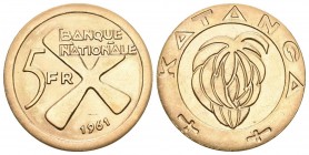 KATANGA 5 Francs 1961. Fr. 1, K./M. 2a. 13,32 g. GOLD. 900 fine. Uncirculated