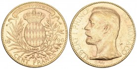 MONACO Albert I, 1889-1922 100 Francs 1896 A, Paris. Gadoury 124, Fr. 13. 32.36 g. GOLD vorzüglich bis unzirkuliert