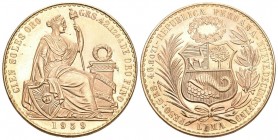 Peru 1959 100 Soles Gold 46g KM231. Fbg78 selten bis unzirkuliert
