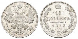 Russland 1913 15 Kopeken in Silber 2.7g KM 21a2 bis unzirkuliert