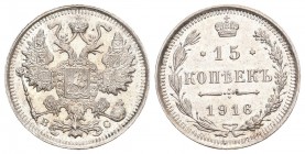 Russland 1916 15 kopeken Silber 2.8g KM 21a1 bis unzirkuliert