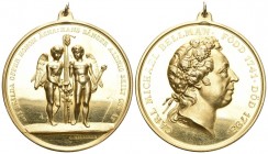 Schweden Christian VII. 1766-1808. Goldmedaille 1795 von Mellgren, a.d. Tod des Sängers Carl Michael Bellman (1741-1795). Späterer Abschlag in Gold 19...
