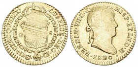 Spanien 1820 2 Escudos Gold 6.77g KM 483.2 Justiert sehr schön +