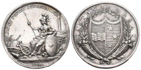 AARGAU Kanton Silbermedaille o. J. (um 1820). Verdienstmedaille. Stempel von A. Schenk. Wappen zwischen Füllhörnern. Rv. Minerva mit Lanze und Schild ...