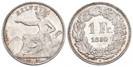 Schweiz 1850 1 Franken Silber 5g Selten vorzüglich