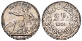 EIDGENOSSENSCHAFT 2 Franken 1850 A, Paris. Divo 2, HMZ 2-1201a. Prachtexemplar FDC