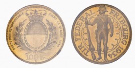 EIDGENOSSENSCHAFT 100 Franken 1934. Schützenfest in Fribourg. 23,31 g Feingold. Divo S 18, Fb. 505, Schl. 61. GOLD. Nur 2.000 Exemplare geprägt. Prach...