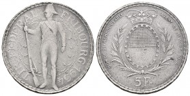 Fribourg . Eidgenössisches Schützenfest. 5 Franken 1934, Silber. Mattprägung. 14,97 g. Richter 431b. HMZ 2-1345b. FDC.