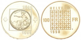 Schweiz 1998 100 Franken 1998. 22.56 g. Fr. 516, HMZ 2-1218b. GOLD. 2500 Exemplare geprägt. Polierte Platte.