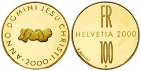 Schweiz, Eidgenossenschaft. AV 100 Franken 2000 (11.29 g). 2000 Jahre Christentum. KM 96. in Slap PR 65 CAM Proof