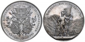 Schweiz, Eidgenossenschaft. Bern, Interlaken. AR Medaille (45 mm, 36.74 g), auf das Bernische Kantonal-Schützenfest 1888. Richter 210a FDC. Originalbo...