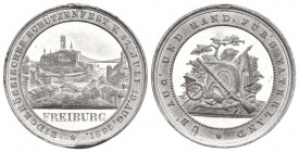 Freiburg / Fribourg. Blei-/Zinnmedaille 1881. Fribourg. Eidgenössisches Schützenfest. 8.26 g. Richter (Schützenmedaillen) 413b. Selten Henkelspur sons...