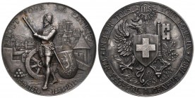 Schweiz, Genf. AR Medaille 1887 (45 mm, 38.44 g), auf das Tir fédéral. Richter 628b. bis unzirkuliert