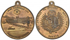 Genf / Genève. Bronzemedaille 1887. Genève. Tir fédéral. 11.63 g. Richter (Schützenmedaillen) 647a. Sehr selten / Very rare. Mit Original-Henkel / Ori...