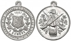 Genf 1887 Schützenmedaille WM 34mm Richter 664a bis unzirkuliert