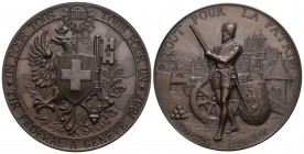 Schweiz. Genf/Genève. AE Schützenmedaille 1887 (45 mm, 58.49 g). Tir fédéral.
Richter 628d. FDC