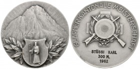 Glarus 1962 Silbermedaille 1962, Glarus. 50.93 g. 50 mm. Glarner kantonale Meisterschaft. 50 M. Richter 827a. Martin 444, Unzirkuliert
