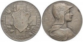 Schweiz, Luzern. AR Medaille 1901 (45 mm, 34.52 g), auf das Eidgenössische Schützenfest in Luzern. Von Hans Frei. Richter 879b.Originalbox FDC