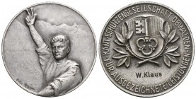 Obwalden. Versilberte Bronzemedaille o. J. Kantonale Schützengesellschaft Obwalden. Richter (Schützenmedaillen) 1047a. Selten / Rare fast unzirkuliert...