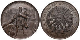 Schweiz, Solothurn. AE Schützenmedaille 1890 (45 mm, 50.80 g), Kantonalschützenfest. Richter 1121c. Mit Originalbox FDC