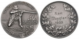 St. Gallen Silbermedaille 1923. Schützengesellschaft Bruggen-Straubenzell. Jahresprämie I. Cl. 9.82 g. Richter -. Fast FDC