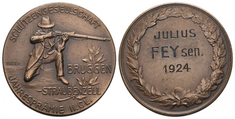 Schweiz-St. Gallen. Bronzene Prämienmedaille o.J. (1924) von Egger (geprägt bei ...