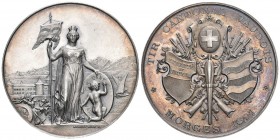Schweiz, Waadt. Morges. AR Medaille 1891 (45 mm, 38.60), auf das Tir Cantonal Vaudois. Richter 1584b. Feine Patina. FDC