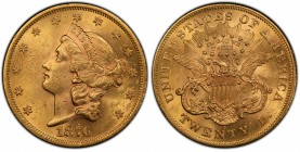 USA 1876 20 Dollars, Carson City, 1876 CC, AU 33.43 g. Ref : Fr. 176, KM#74.2
Conservation : PCGS MS 61 fast unzirkuliert