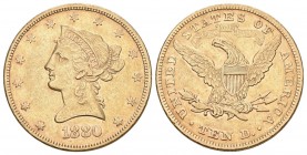 USA 1880 . AV 10 Dollars 1881, Liberty Head. Philadelphia. Fb. 158 vorzüglich