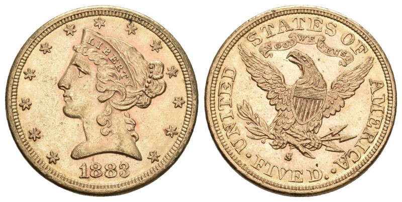 USA 1883 5 Dollar Gold 8g selten vorzüglich