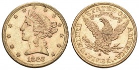 USA 1883 5 Dollar Gold 8g selten vorzüglich