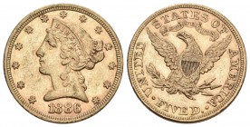 USA 1886 5 Dollar Gold 8g selten sehr schön bis vorzüglich