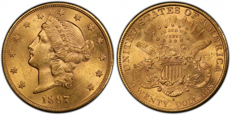USA 1897 San Francisco.20 Dollars(Double Eagle) 1897 S (900 fein). Liberty head....