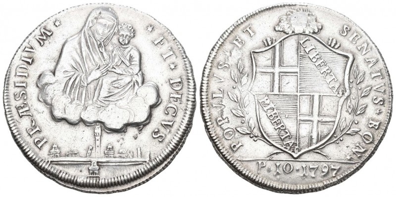 Bologna 1797 Scudo in Silber 29,04g selten DAV: 1359 vorzüglich