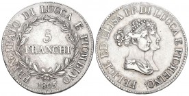 Lucca 1805 5 Francs Silber 24,8g selten KM 24,3 sehr schön bis vorzüglich