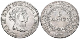 Lucca 1807 5 Franchi Silber 24,8g selten KM 24,3 sehr schön