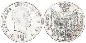 Königreich Napoleon 1811 5 Lire Silber 25g KM 10,4 selten sehr schön
