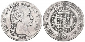 Sardinien 1820 5 Lire Silber KM 113 sehr schön