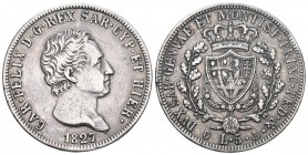 Sardinien 1827 5 Lire Silber 25g KM 116,2 sehr schön +