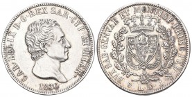 Sardinien 1830 5 Lire Silber 25g KM 116,2 sehr schön bis vorzüglich