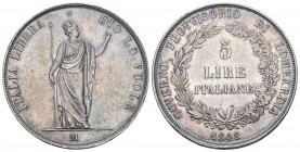 Italien 1848 5 Lire Silber 24,92g selten KM C 22,3 bis vorzüglich