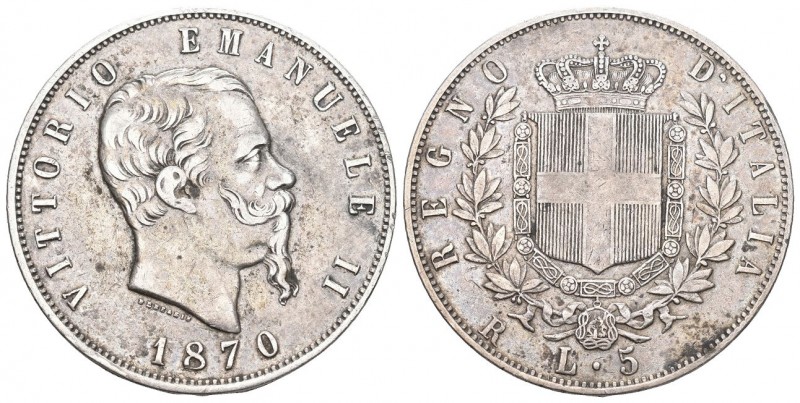 Italien 1870 R 5 Lire Silber 25g KM 8,4 selten sehr schön