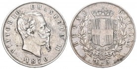 Italien 1870 R 5 Lire Silber 25g KM 8,4 selten sehr schön