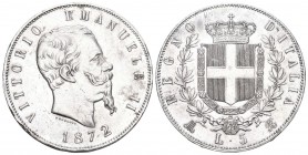 Italien 1872 5 Lire Silber 25g, KM 8,3 sehr schön bis vorzüglich