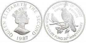 Jersey 1987 2 Pfund Silber 28,8g selten KM 70a Proof