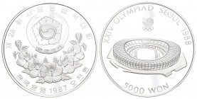 Korea 1987 5000 Won Silber 16,81g selten Proof