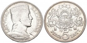 Lettland 1931 5 Lati Silber KM 9 vorzüglich